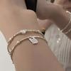 Copper Square Chain Bracelet Bangle Silver Color Hand Chain  Jewelry Accessories