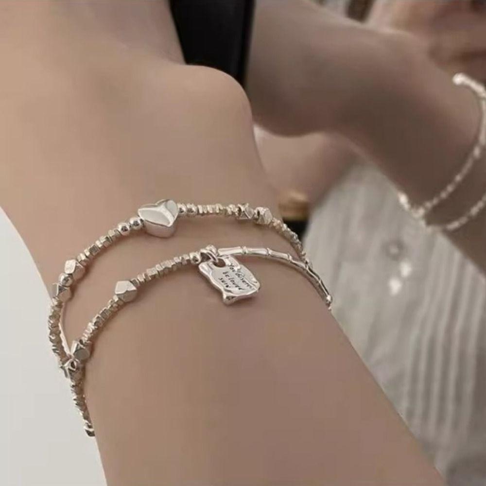 Copper Square Chain Bracelet Bangle Silver Color Hand Chain  Jewelry Accessories