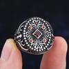 New 316L Stainless Steel Retro Turkish Signet Pattern Totem Rings With Red&Black Inlay Zircon For Man Punk Motor Biker Jewelry