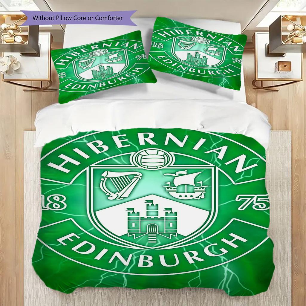 Hibernian Edinburgh Emblema Storico Set da Tre Pezzi (1 * copripiumino + 2 * federa, senza nucleo) Set biancheria da letto 2D Piatto Regalo di Natale Compleanno