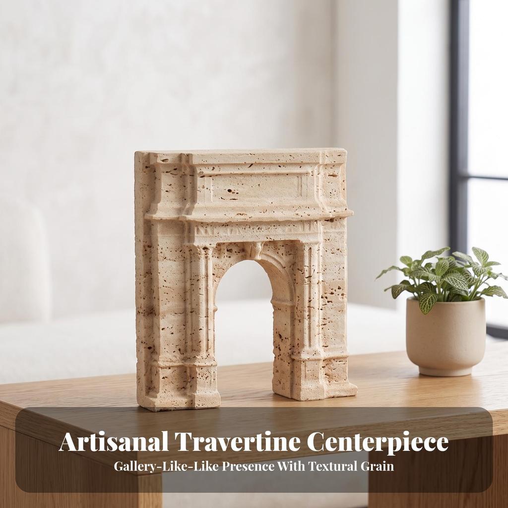 Carved Marble Sculpture Matte Architectural Elegant for Shelf, Console