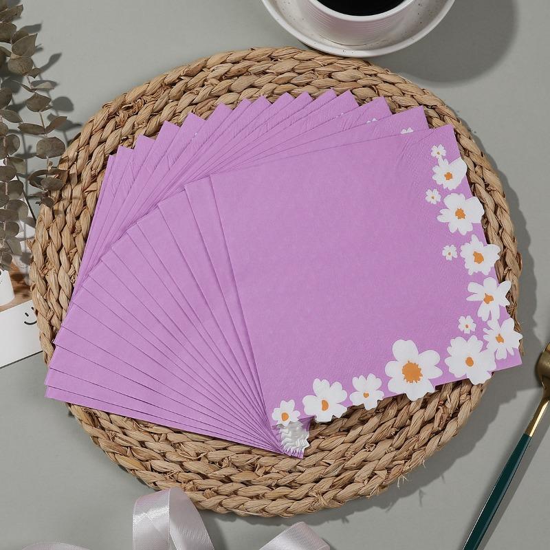 20Pcs Sweet Daisy Flower Napkins Disposable Paper Tissues Towel for Mother's Day Baby Shower Wedding Party Decoration Tableware