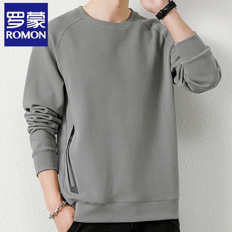 Romon Men's Loose-Fit Round Neck Long Sleeve Sweatshirt