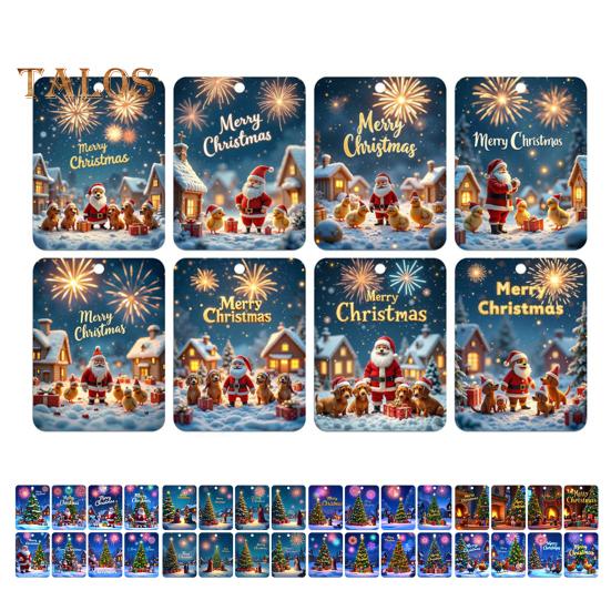 8 Stück Weihnachtskarten-Anhänger, Weihnachts-Geldbörsen-Karten, doppelseitiges Klebeband, Weihnachtsbaum-Druck, Geldhalter-Ornament, Geldklammer-Ornament