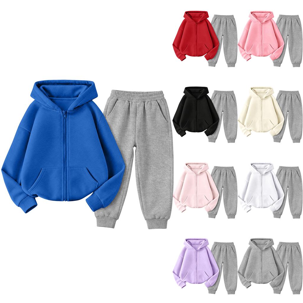 Kids Unisex Hoodie and Sweatpants Set - Casual Sport Outfit with Pullover Sweatshirt and Matching Pants for Boys Girls