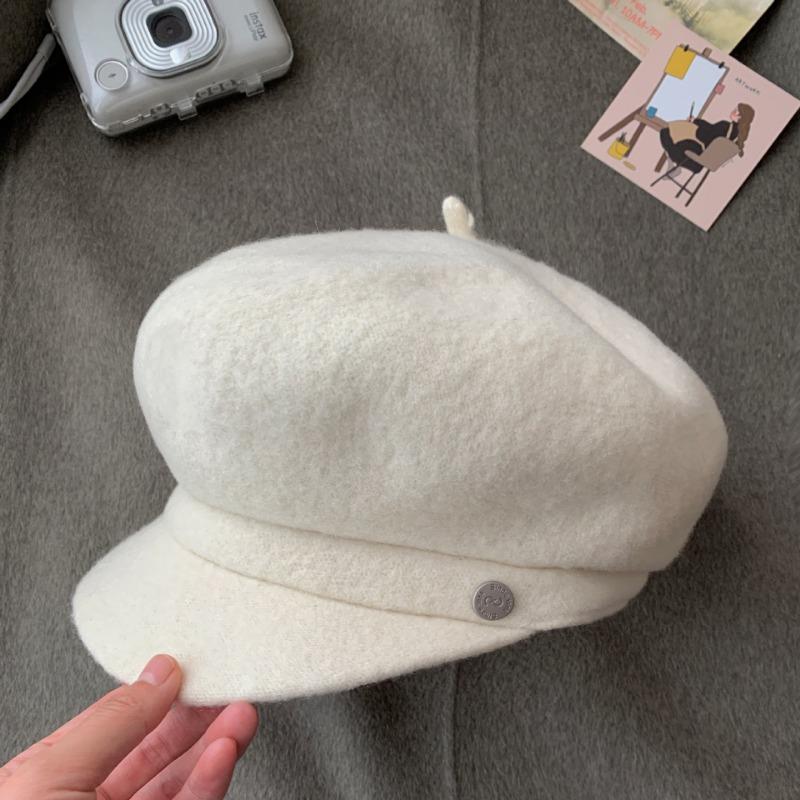 Australian wool beret, women's autumn and winter new high-end face-showing small Korean hat, temperament versatile painter hat