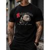 Pánské tričko s krátkým rukávem s grafikou pitbulla, design s gotickým nápisem, měkký bavlněný pocit, kulatý výstřih, styl streetwear pro každodenní nošení