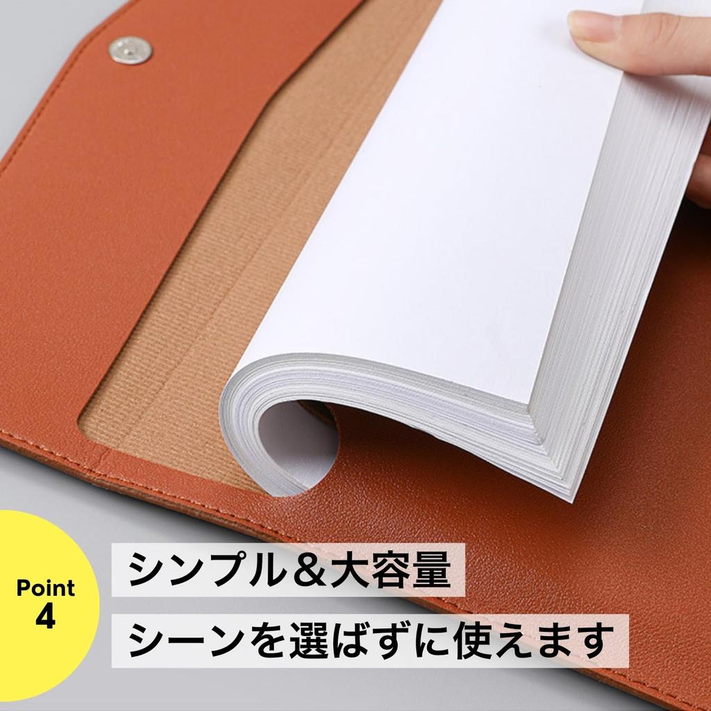 NYANDELMO ND-0044-R09-BK PU Leather File Folder, Black, for A4, Letter, and Documents