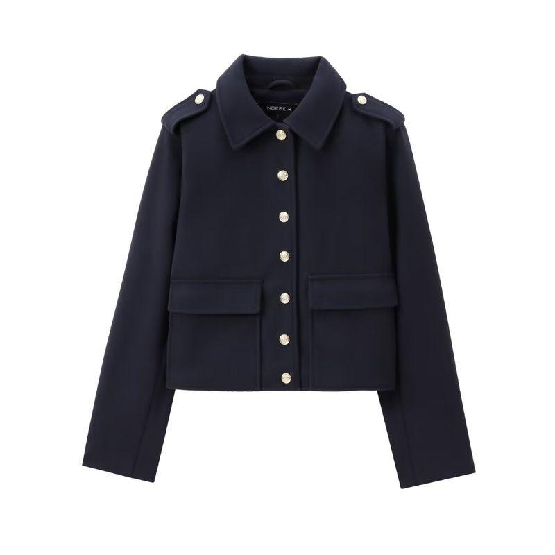 

Kaslead New Arrival Women s Clothing Fashion Style Fashion Minimalist Gold Breasted Soft Jacket Outwear 3046258 Navy Blue 2 XS