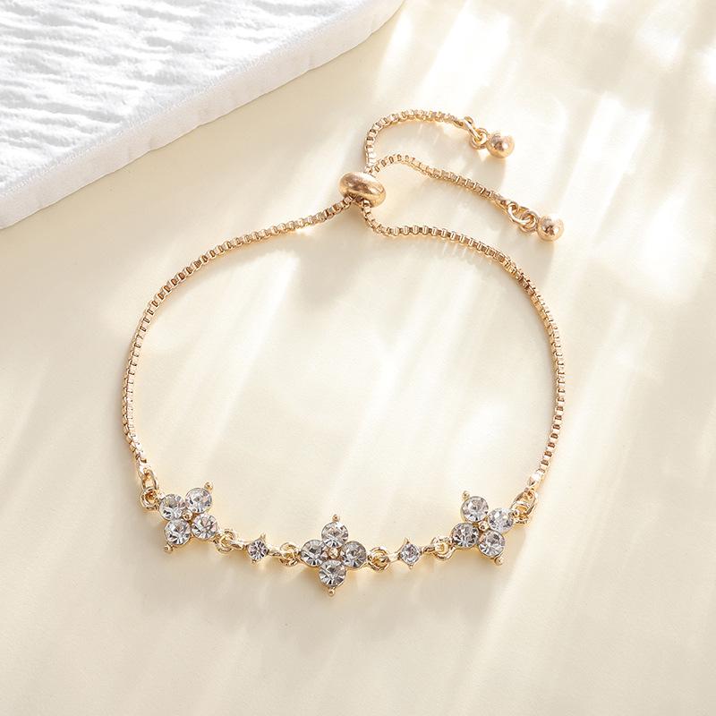Korean Style Zircon Flower Bracelet for Women - Trendy, Simple, Personalized Design