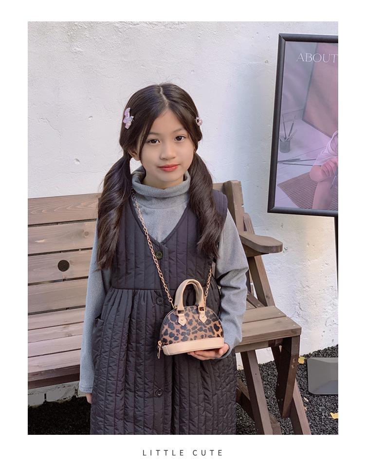 Leopard Print Girl's Mini Crossbody Handbag with Chain