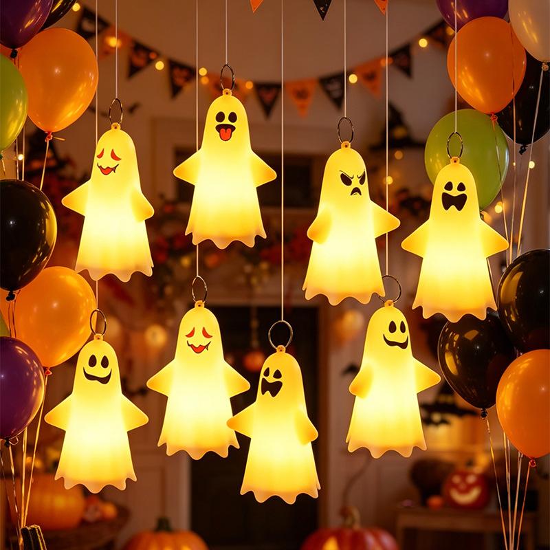 Halloween Pumpkin Lamp Ghost Face LED Lantern Halloween Décor Eerie Light for Indoor Horror Parties Home Ambiance Haunted House