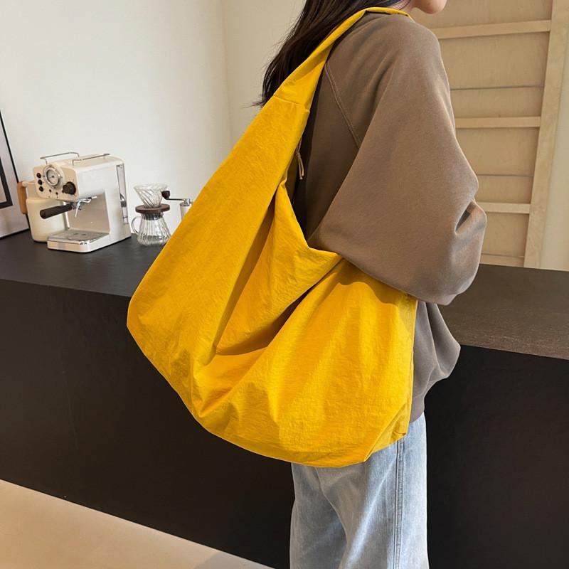 Casual Solid Color Canvas Tote Bag For Women With Large Capacity And Fashionable Stitching For Daily Use