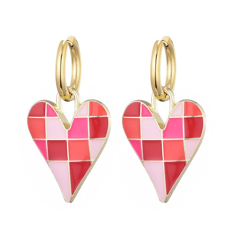 Colorful Love Heart Pendant Gold Color Stainless Steel Earrings For Women Jewelry Vintage Statement Enamel Round Hoop Earrings