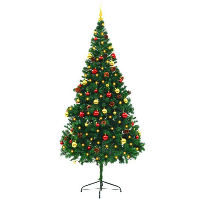 VidaXL Pre-lit Artificial Christmas Tree with Balls, Christmas Tree with LEDs, Holiday Decoration, Party Ornament 321501
