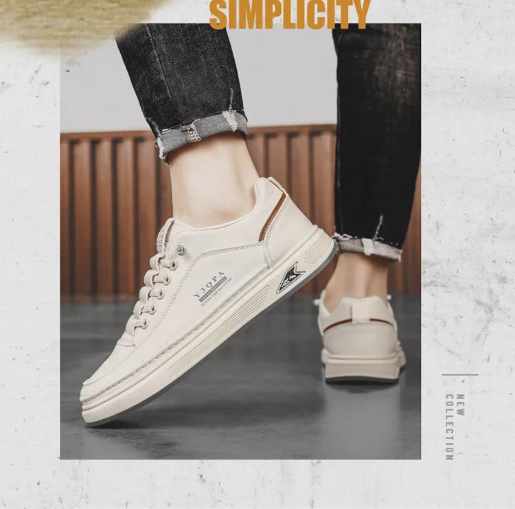 2025 Herren Frühling Freizeit-Sneakers: Trendige britische Leder-Slipper