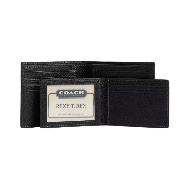 Coach Disney Collaboration 3 IN 1 Wallet 11 Mickey Cute Pattern Pebbled Leather Wallet Mini Men's Black Black
