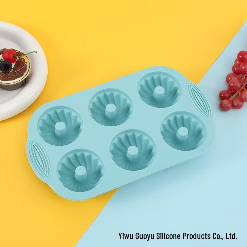 Food Grade Silicone 6-Cavity Donut Cake Mold for Easy Release Baking