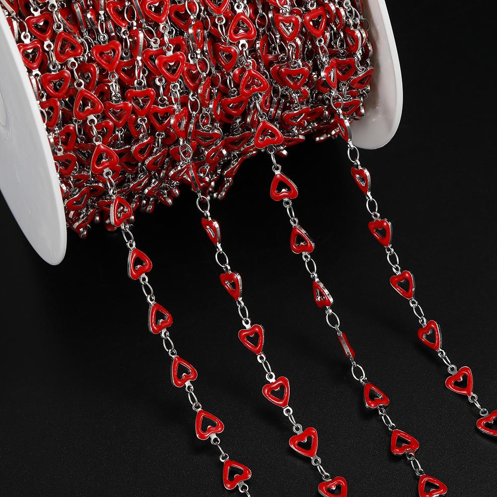 1m Copper Colorful Hollow Heart-Shaped Chain Enamel Love Chain for DIY Bracelet Necklace Waist Chain Jewelry Making Chain