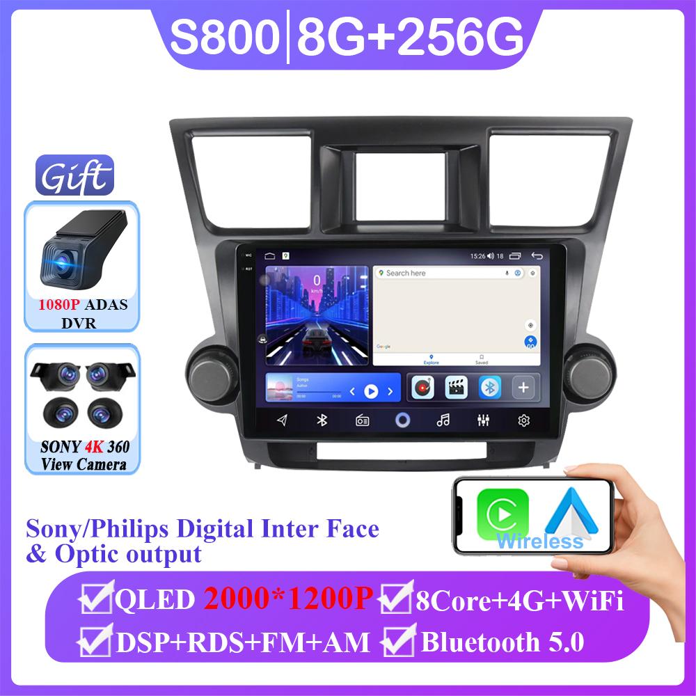 Car Video Android Player For Toyota Highlander 2 XU40 2007 - 2013 Navigation GPS Auto Radio 4G BT Multimedia Stereo No 2din DVD