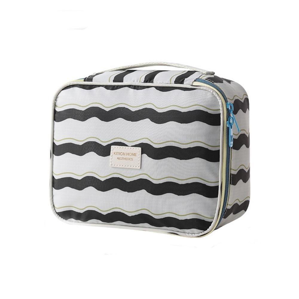 Large Capacity Striped Makeup Bag Waterproof Wash Bag Travel Cosmetic Pouch  Toiletries Storage S 16 x 9 x 14 cm чёрный