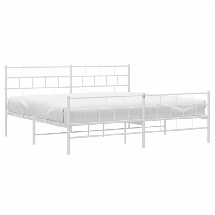 VidaXL Cadre de lit métal avec tête de lit-pied de lit blanc 200x200cm 355733