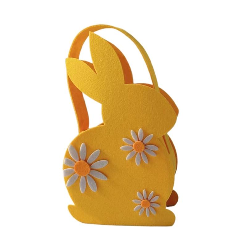 Easter Kids Eggs Tote Bags Basket Felt Cloth Rabbit Easter Basket Candy Toy Storage Handbag DIY For Festival Party