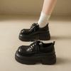 thick-soled national trendy lace-up small leather shoes women's shoes spring and autumn new small height-increasing women's single shoes