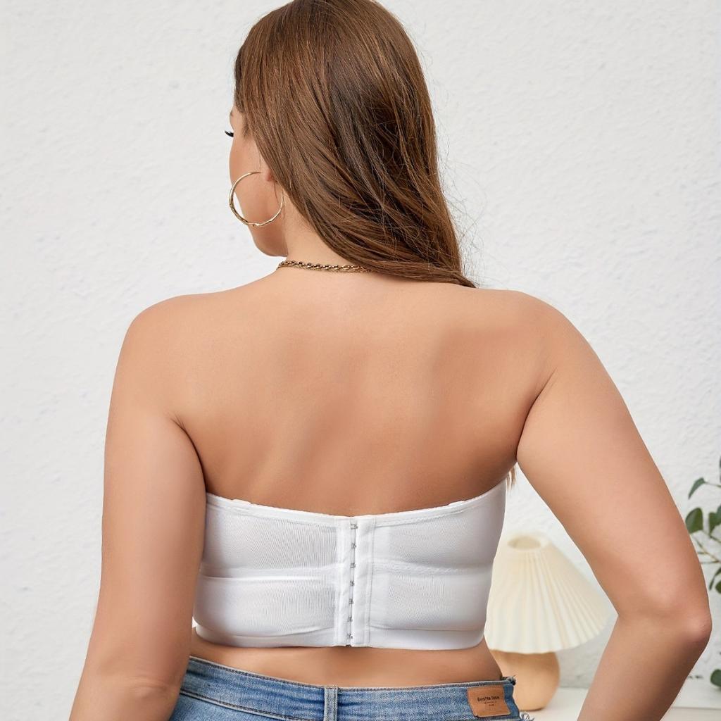 Strapless Bra for Large Breasts Small Size Non-slip Gathered Bandeau Chest Wrap Adjustable Front Buckle Beautiful Back Bra