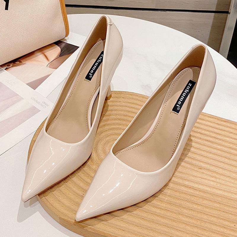 SX988-1 Customized Women's Shoes European and American Patent Leather Sexy Super High Heels Korean Version Simple Pointed Thin Heel Single Shoes