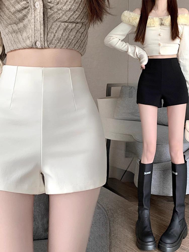 

2024 Women s High Waist White Booty Shorts - Summer Elastic Leggings 2XL