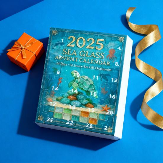 Ocean Life Advent Calendar 24-Day Christmas Countdown Calendar 2D Acrylic Ocean Life Decorations for Kids Adults Festive Gift