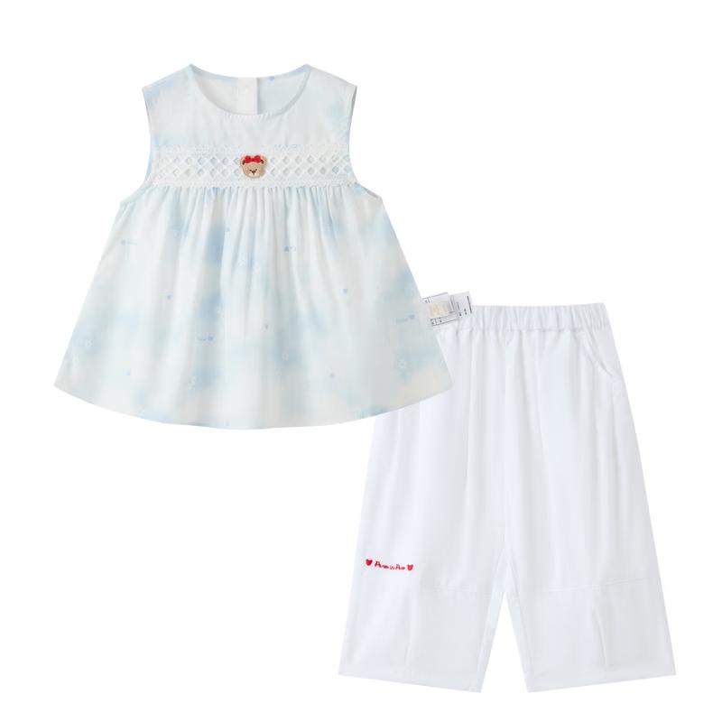 PawinPaw Cartoon Bear Sleeveless Crop Pants Set for Girls 90