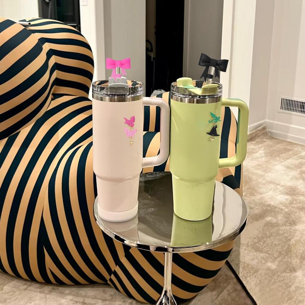 Cup Accessories Set 10mm Flying Monkey Butterfly Straw Charm for 30&40 oz Tumbler with 2pc Bow Straw Cover