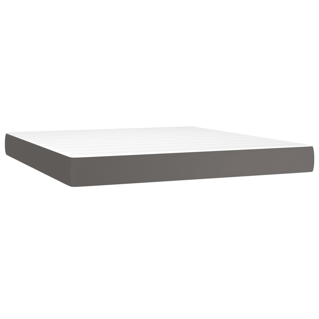 Box Spring Bed with Mattress Gray 160 x 200 cm Faux Leather