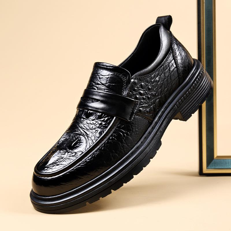 

Men s shoes new business men s leather shoes soft-soled shoes casual men s spring and autumn thick-soled wear-resistant one-pedal 38 чёрный