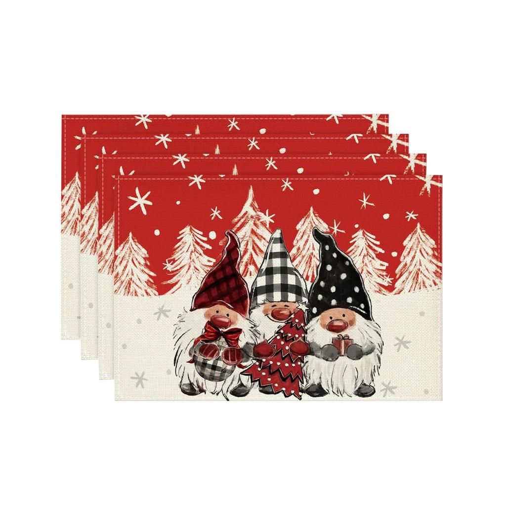 Christmas Table Placemat Linen Print Home Table Living Room Heat Insulation Placemat