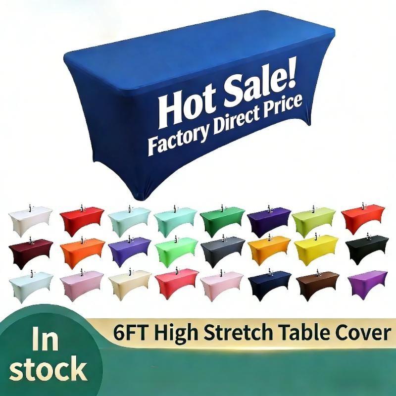 Fast Charging Unisex Black 6Ft Spandex Table Covers For Rectangle Standard Folding Tables Wrinkle Resistant Stretch Tablecloths Ultimate Fitted Table