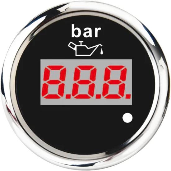 52mm Digital Oil Pressure Gauge Red Backlight with Alarm 0~10 Bar Oil Press Meter 1/8NPT Sensor for Auto Car Boat Marine 12V 24V