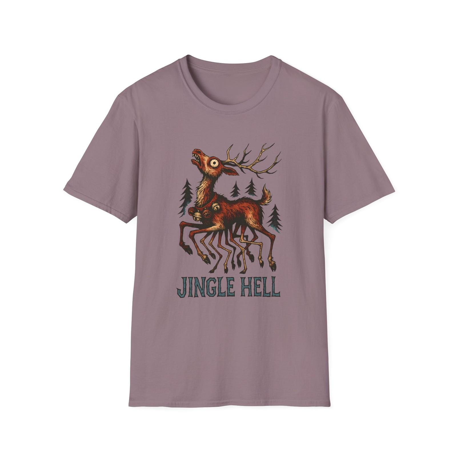 Unisex Softstyle T-Shirt Mens Womens Tees Top Grotesque Reindeer Antlers Holiday Horror Christmas S