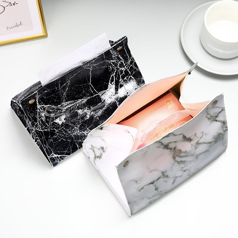 Taschentuchbox-Halter Haus Wohnzimmer Couchtisch Schreibtisch Einfache Serviettenbox Küchenaufbewahrung Papierbox PVC-Leder-Organizer