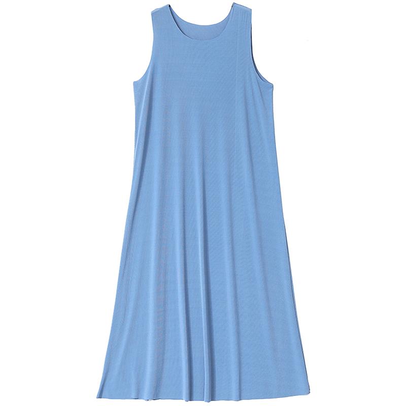 Καλοκαιρινό Αμάνικο Φόρεμα Γυναικείο Elasticity Μονόχρωμο Casual Plus Size Μακρύ Φόρεμα