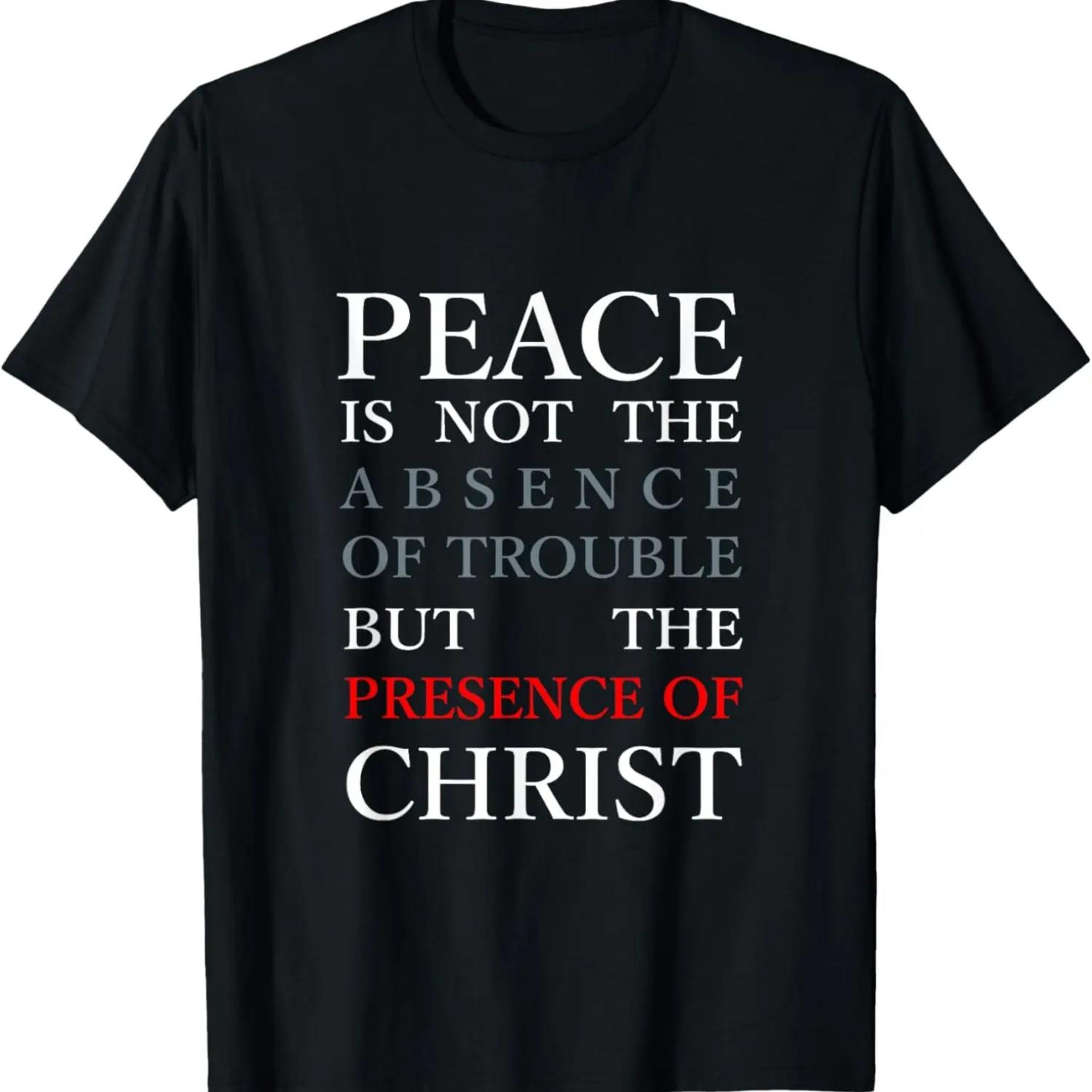Great Christian T-Shirt About Peace in Christ (Black _ Blue) S