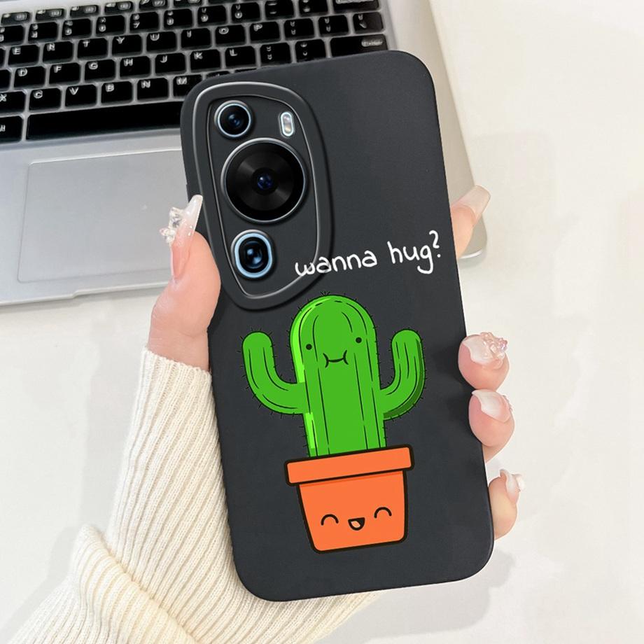 For Huawei P60 Art / P60Pro / HuaweiP60 Case Liquid Silicone Soft TPU Back Cover Phone Funda Gothic Black Night Bumper Panda Bag
