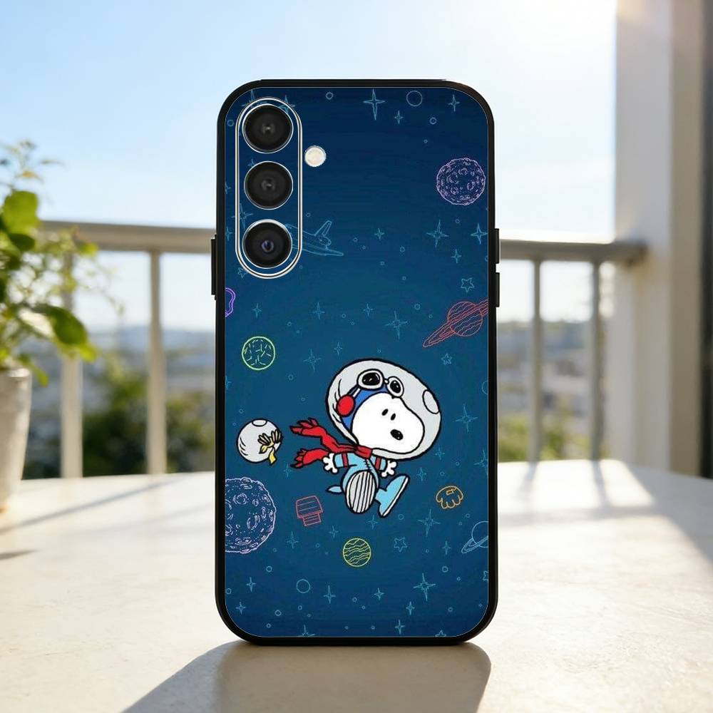 Cute S-Snoopy D-Dog Phone Case For Samsung A73,72,71,A52,51,40,41,A22,A32,31,A13, Soft Black Shell