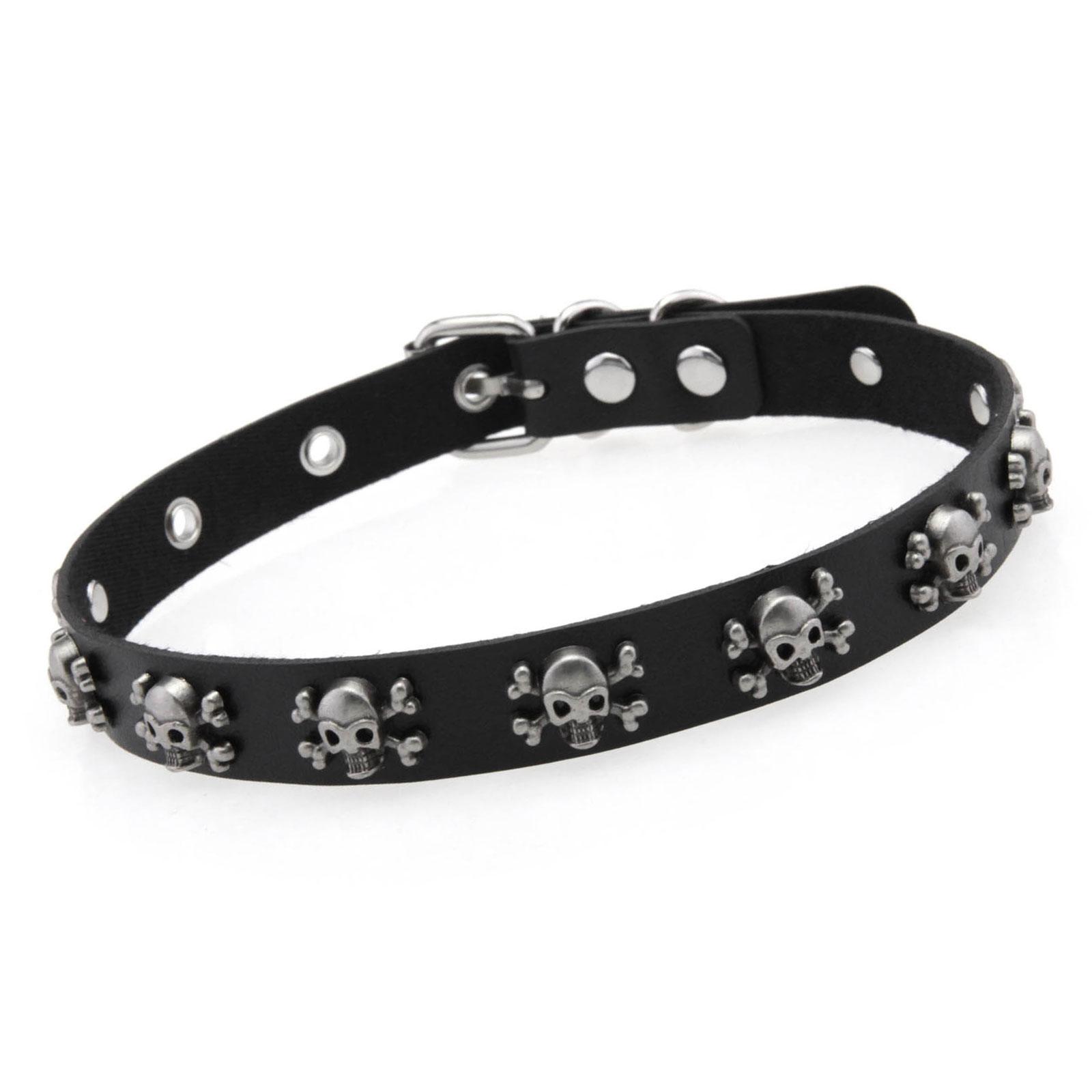 

Ожерелье-чокер Y2K с черепом, в готическом панк-стиле, с регулируемой застежкой, из искусственной кожи, для женщин, мужчин, унисекс, модный аксессуар чёрный