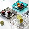 Square Glass Plate Phnom Penh Irregular Fruit Plate Small Snack Plate Living Room Decorative Plate Glass Crystal Plate Tableware