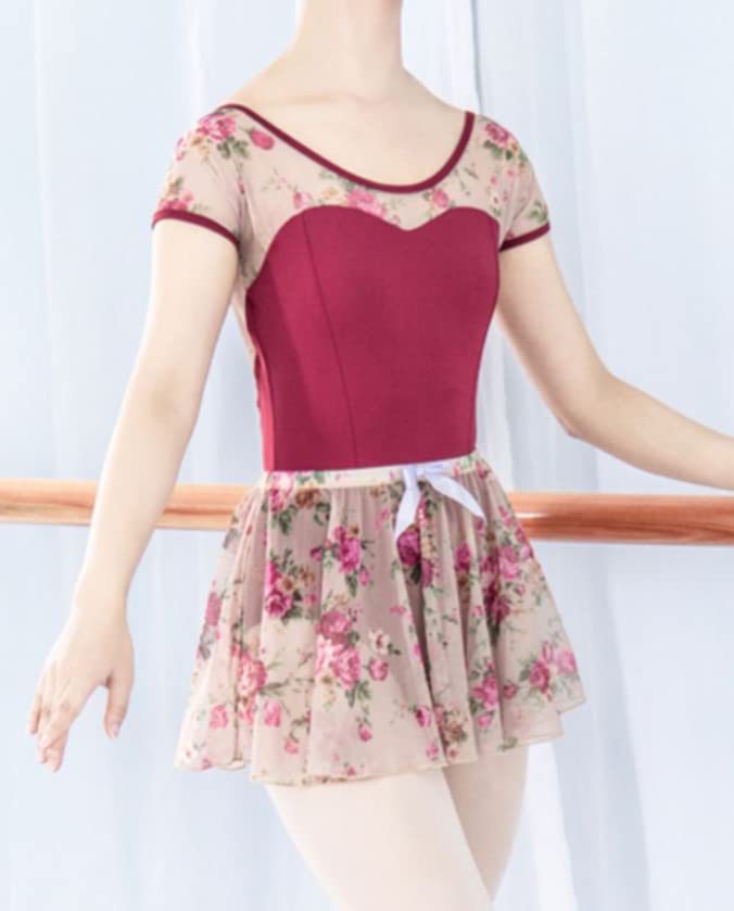 ProDance Wine Red Old Rose Black Navy Floral Half Cup