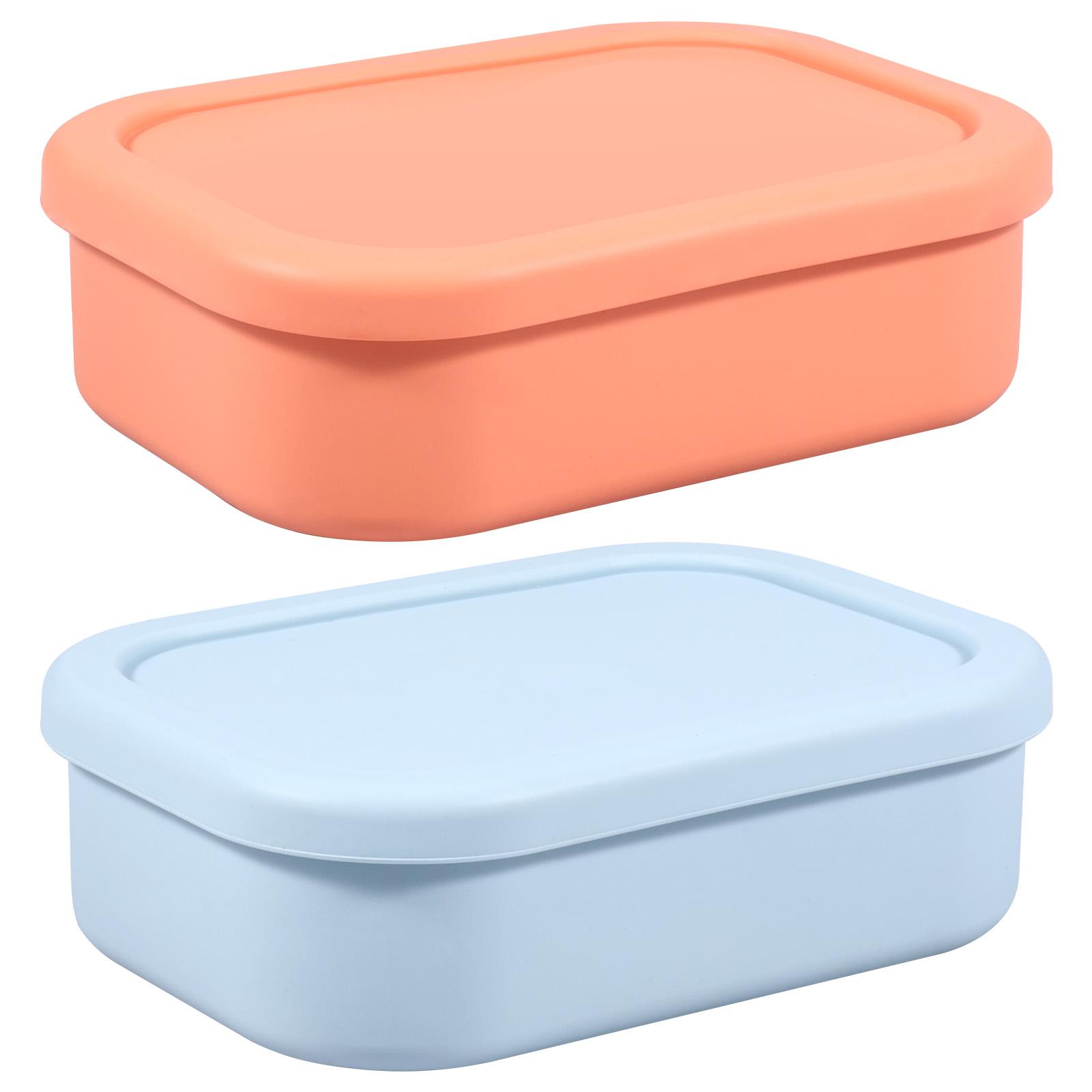 

2 шт. Силиконовый контейнер для еды с 3 отделениями, многоразовый контейнер для еды, можно использовать в микроволновой печи, ланч-бокс для работы, офиса и в дороге