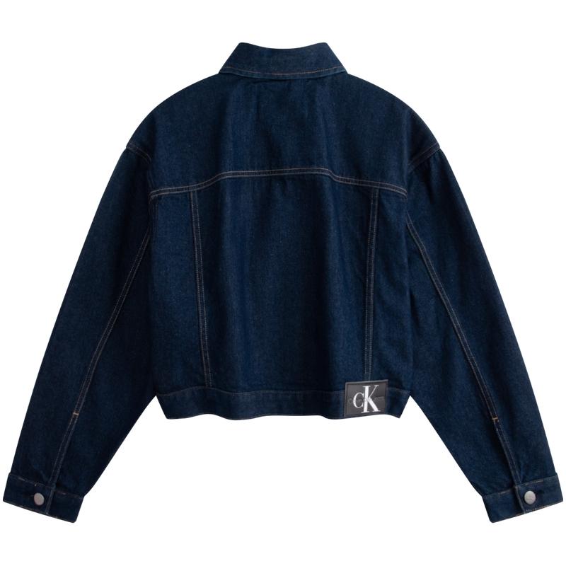 Calvin Klein Minimalist Solid Color Short Denim Jacket Women jackets Dark-Blue J222706